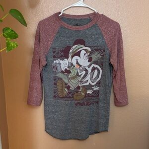 Mickey Mouse Long Sleeve Tee - Burgundy and Gray